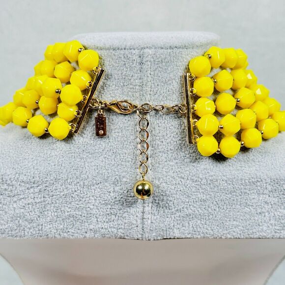Kate Spade Necklace Layered Beaded Chunky Yellow Cut to the Chase Faceted 18" - Picture 5 of 9